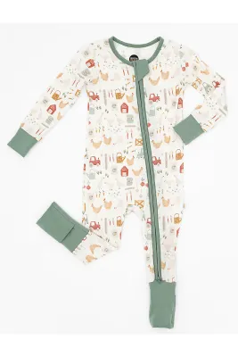 Baby Convertible Zip Pajama - Farm Fresh Baby Convertible Zip Pajama - Farm Fresh