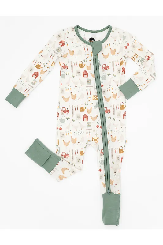 Baby Convertible Zip Pajama - Farm Fresh