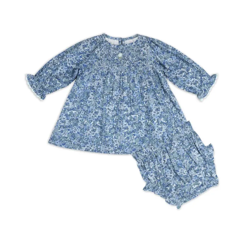 Cecilia Floral Baby Dress with Bows &amp; Bloomer