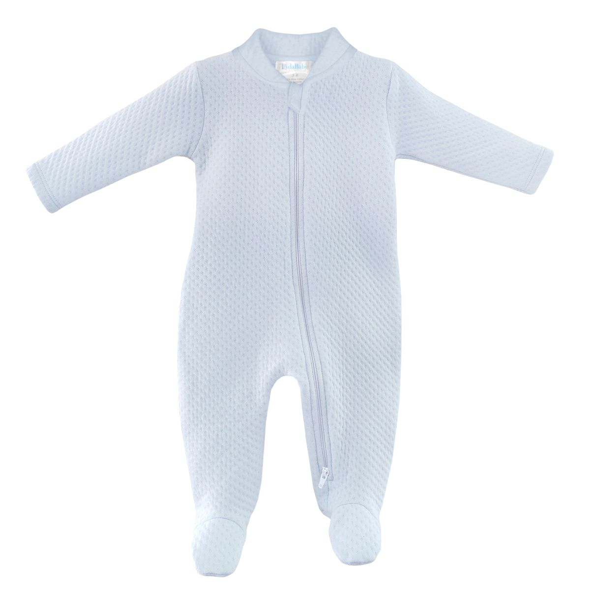 Quilted Zipper Footie - Light Blue