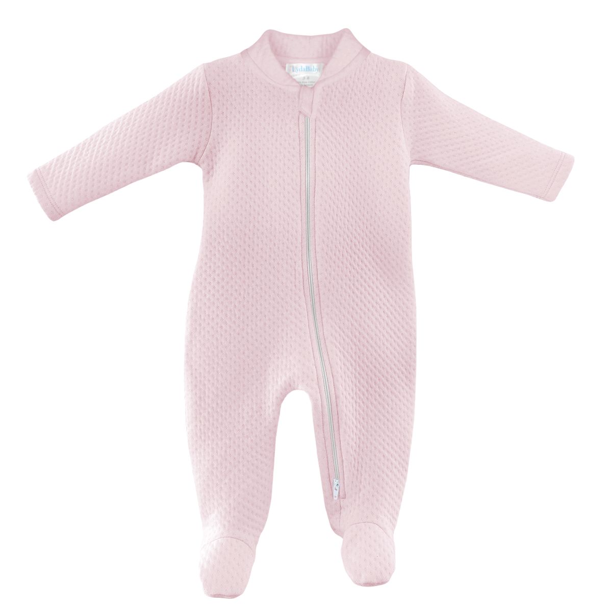 Baby Quilted Zipper Footie - Light Pink
