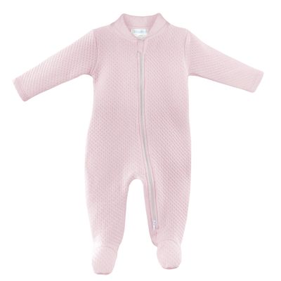 Baby Quilted Zipper Footie - Light Pink