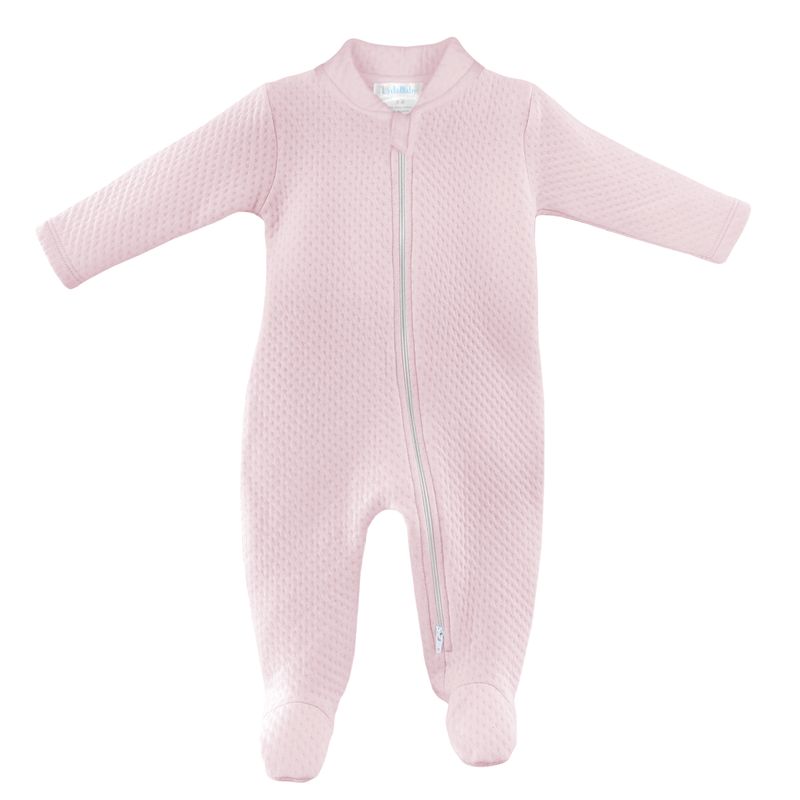 Baby Quilted Zipper Footie - Light Pink