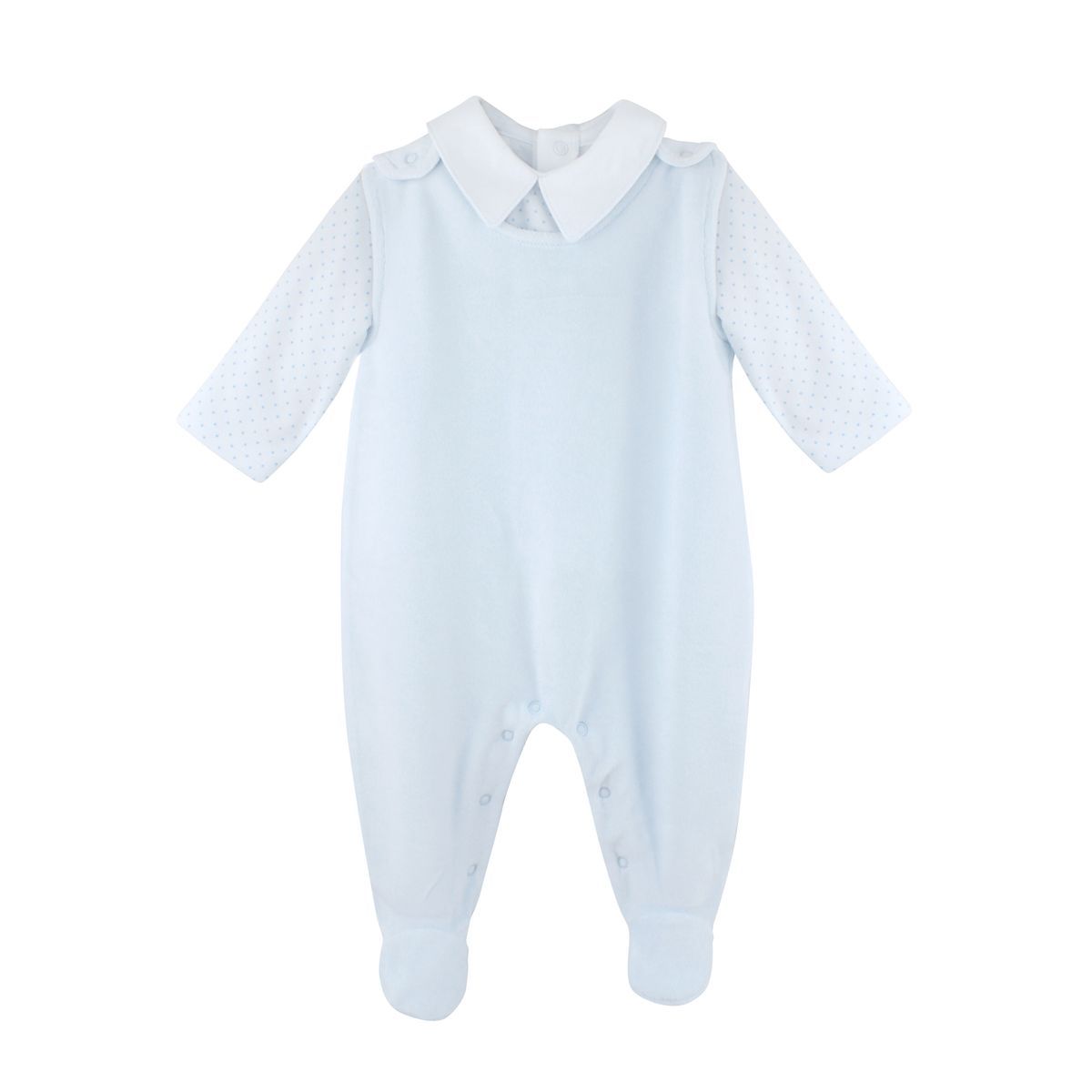 Baby Overall Velour Set - Light Blue