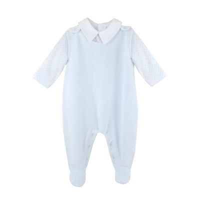 Baby Overall Velour Set - Light Blue