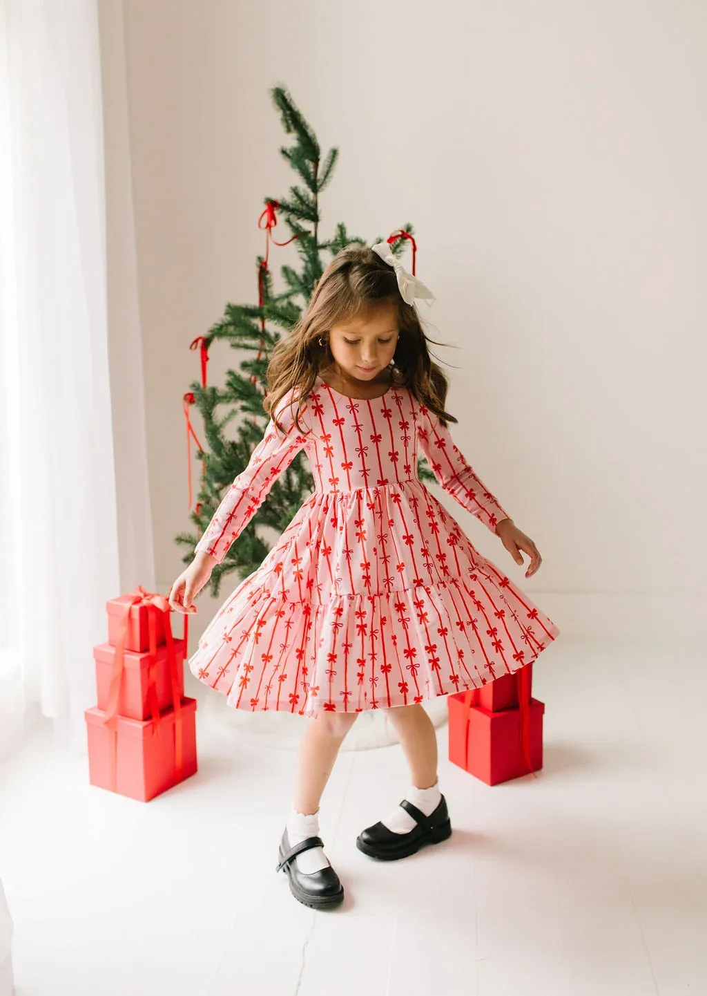 Girls Gwendolyn Ruffle Dress in Dainty Bows