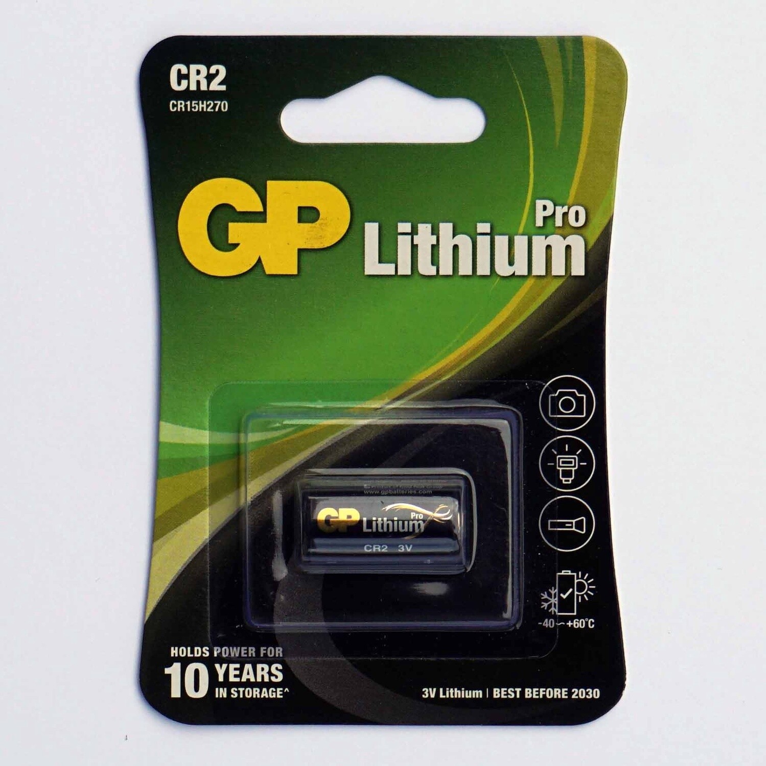 GP Lithium CR2 3V battery for 35mm film cameras.