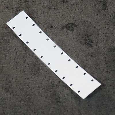 16mm film leader, white, double perforated.