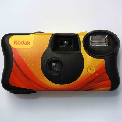 Kodak single use 35mm camera, 27 exposure with a built in flash, preloaded with 35mm film.