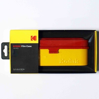 Yellow Kodak film case with red lid, store your Kodak film safely.