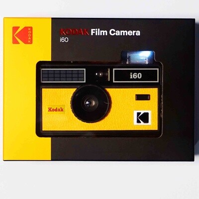 Kodak i60 retro styled reusable 35mm film camera with a built-in flash compatible with standard 35mm film. 