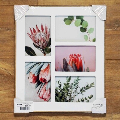 Collage photo frame with natural edging for 5 x 6x4 inch photos in various orientations.