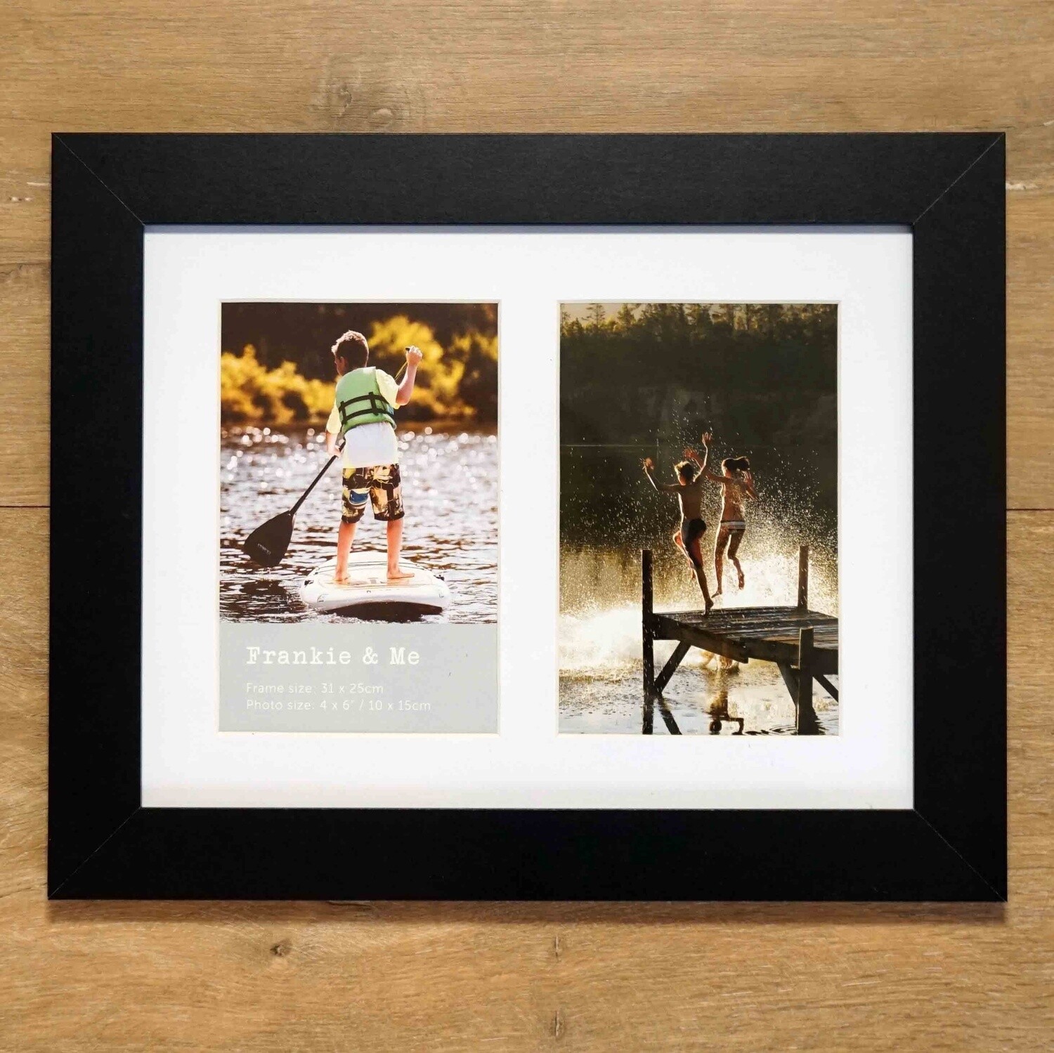 Collage frame for 2 x 6x4 inch photos with black finish.