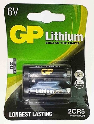 GP Lithium 2CR5 camera battery.