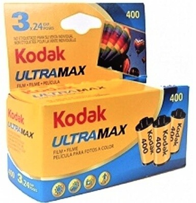 Kodak Ultramax 24/400 triple pack, 3 x rolls of film included in pack.