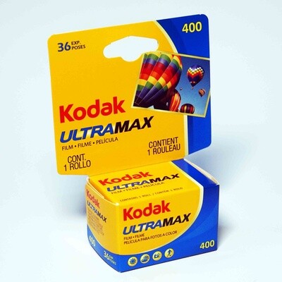 Kodak Ultramax 36 exposure 400 35mm film, single pack.