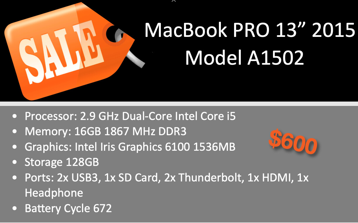MacBook PRO 13 inch 2015 Model A1502