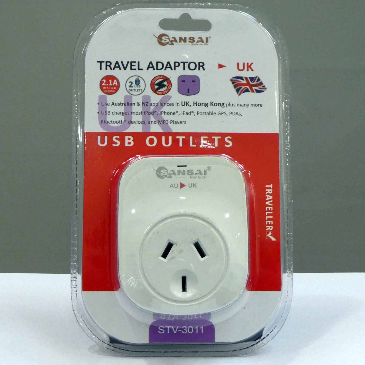 International travel adaptor for use in the UK.