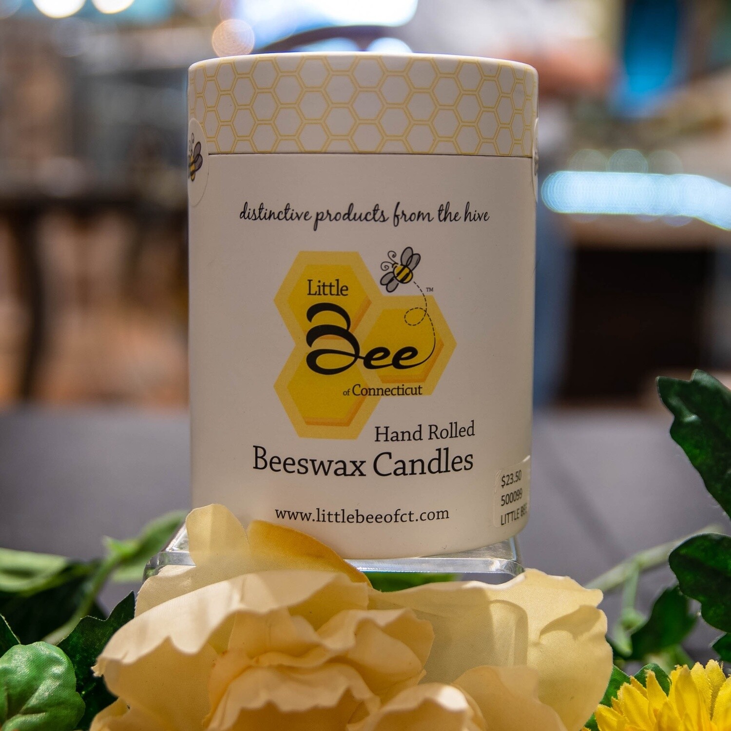Little Bee 3″ Hand Rolled Beeswax Pillar Candles