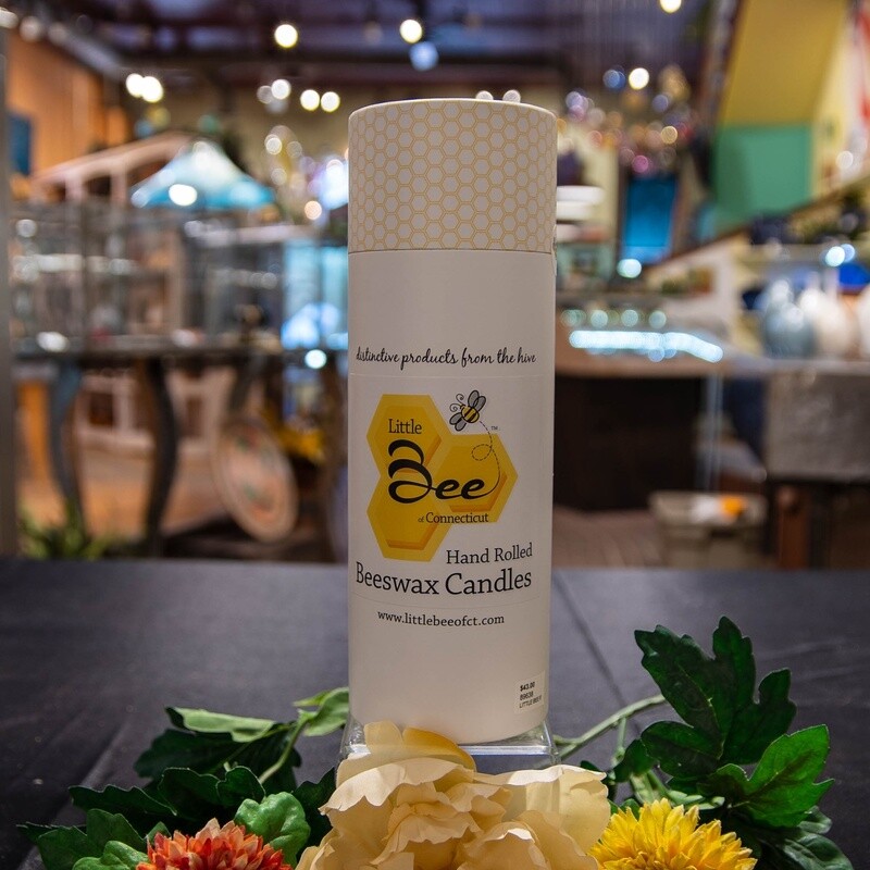 Little Bee 8″ Hand Rolled Beeswax Pillar Candles