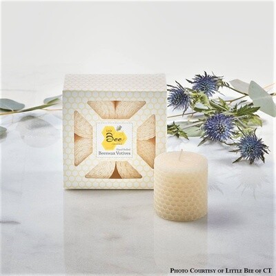 Little Bee Hand Rolled Beeswax Votive – 4 Pack