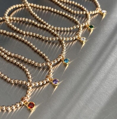 Estancia Birthstone (Crystal Color) 14kt Gold Filled Charm Stretch Bracelets