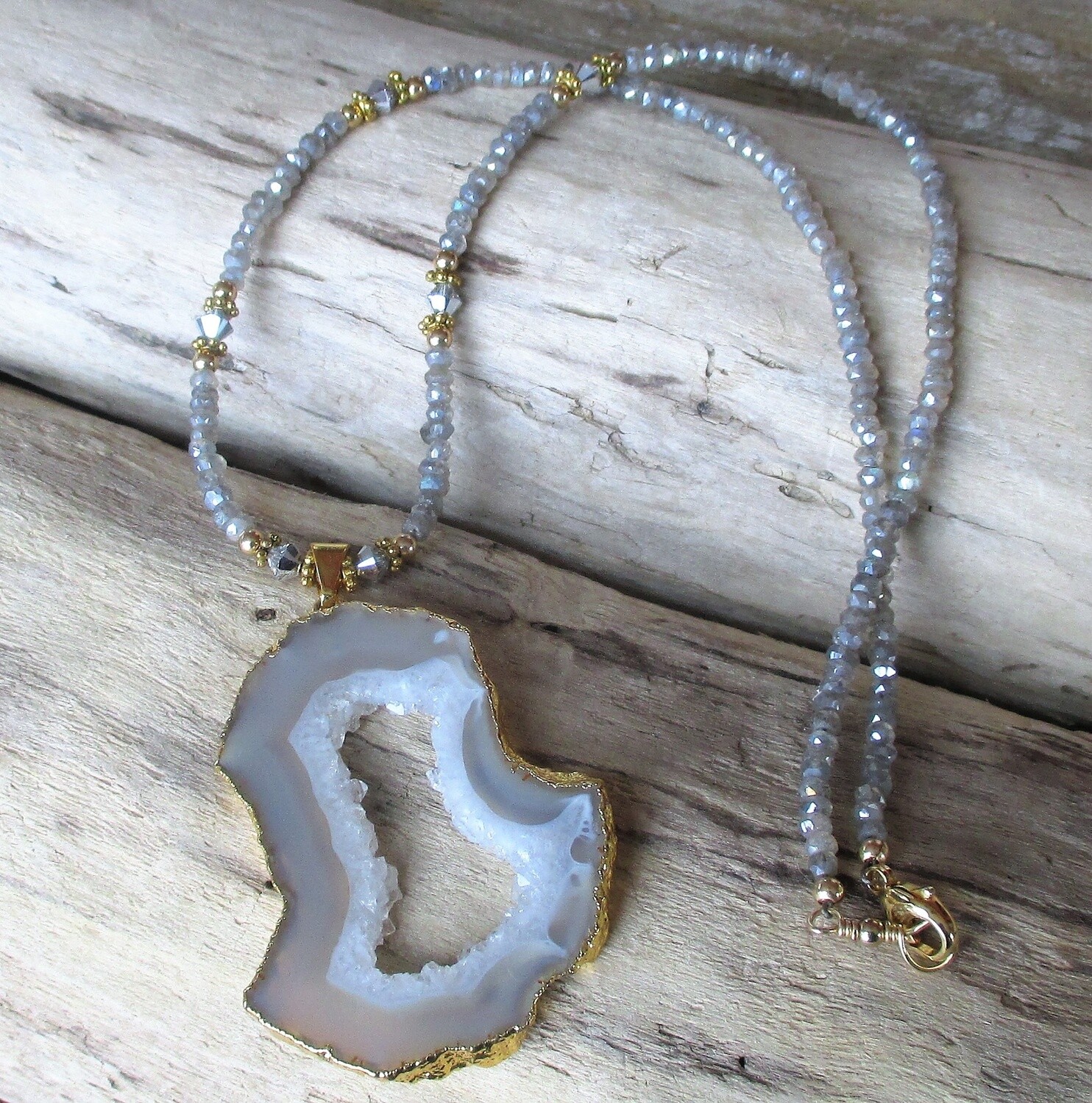 Estancia Agate Druzy Slice Necklace