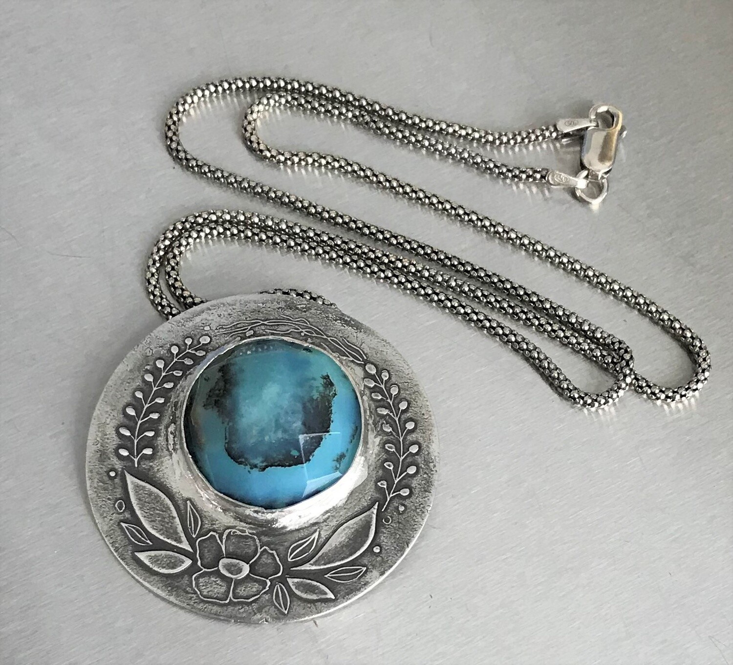 Estancia Sterling Peruvian Blue Opal Necklace