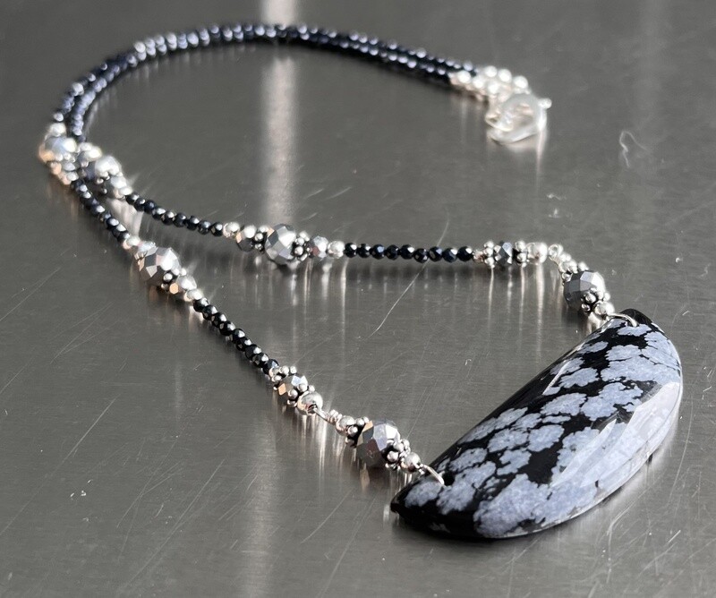 Estancia Obsidian Snowflake Pendant Necklace