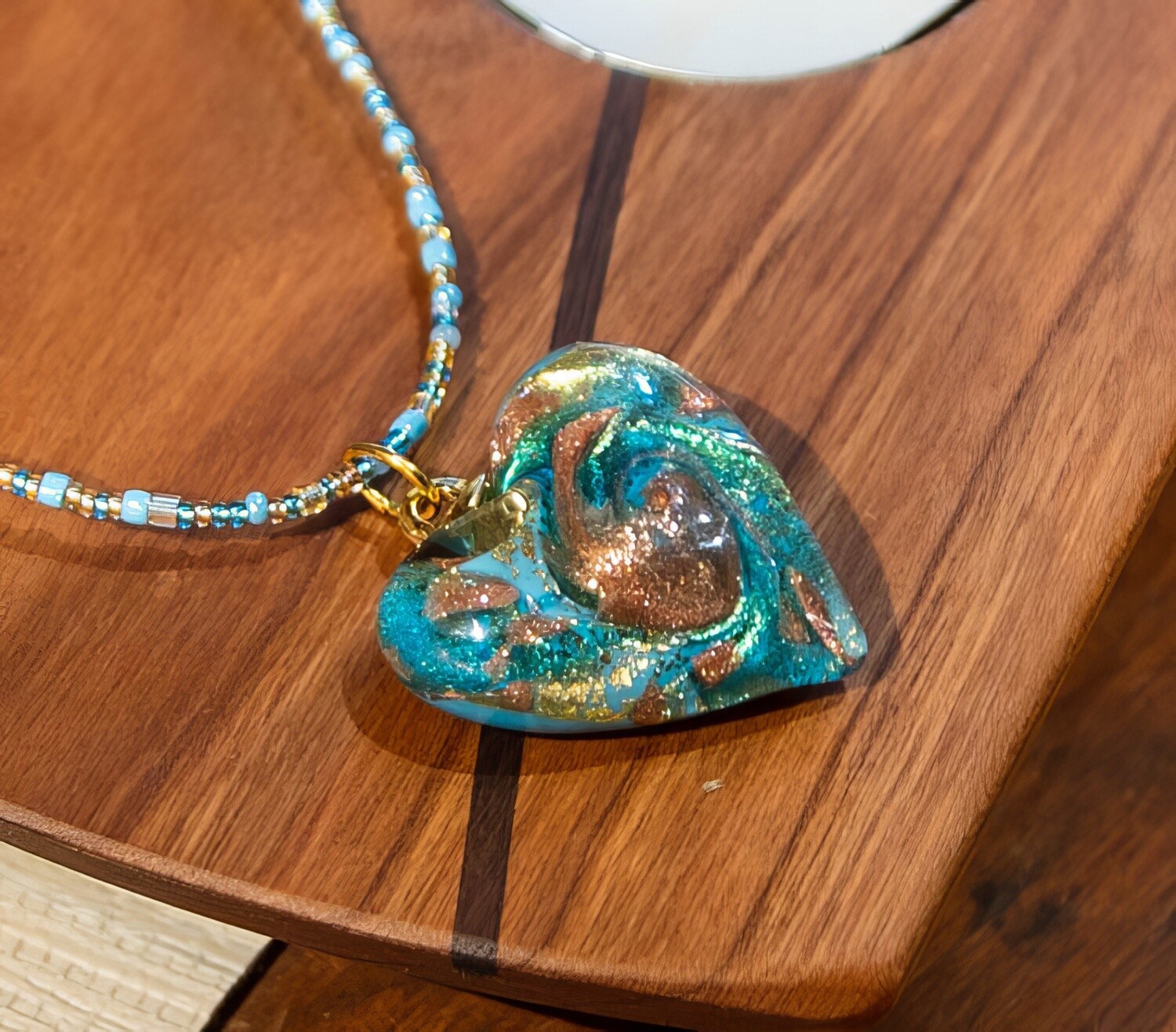 Sturzinger Abstract Murano Heart Necklace, Color: Turquoise