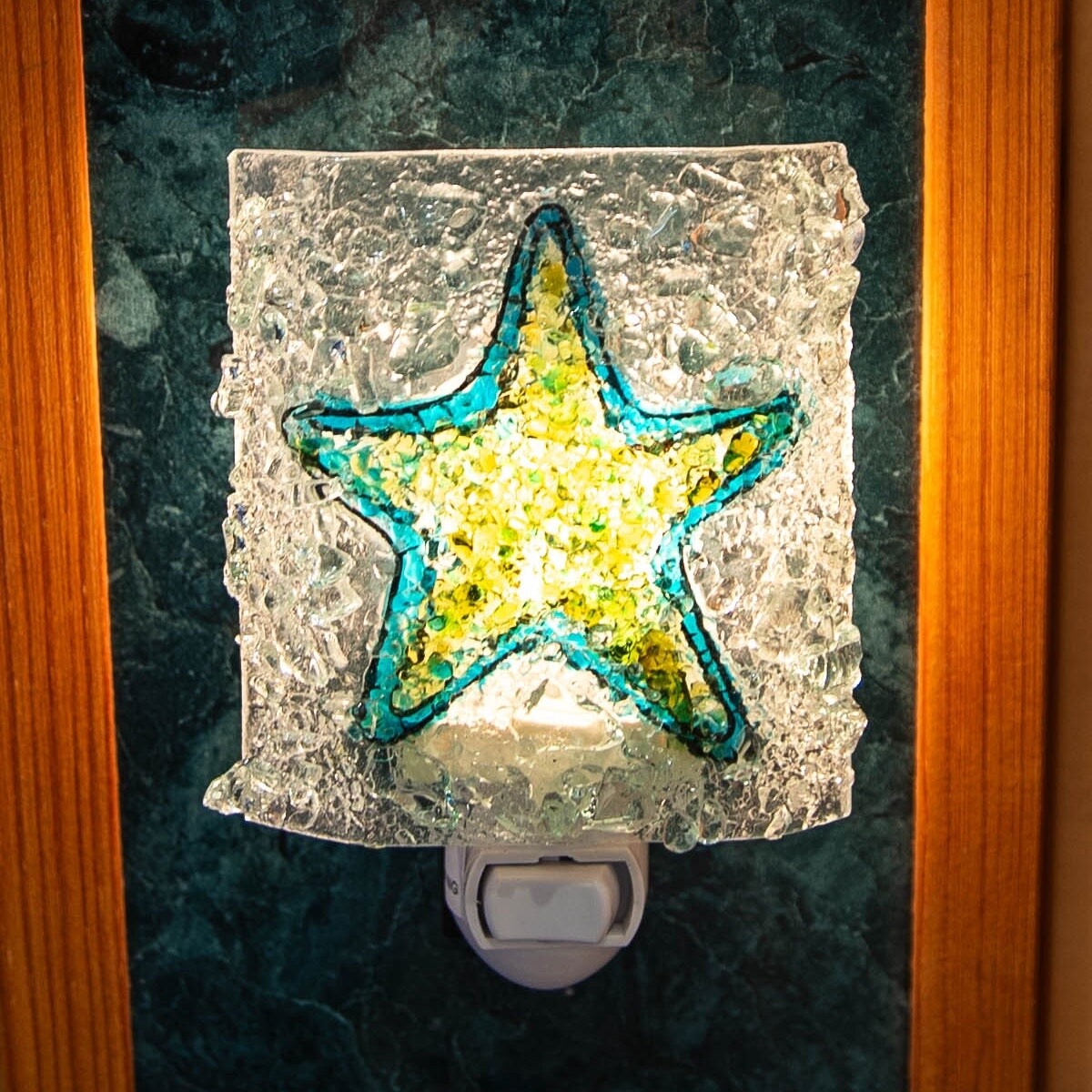 Reborn Blue Green Glass Starfish Night Light