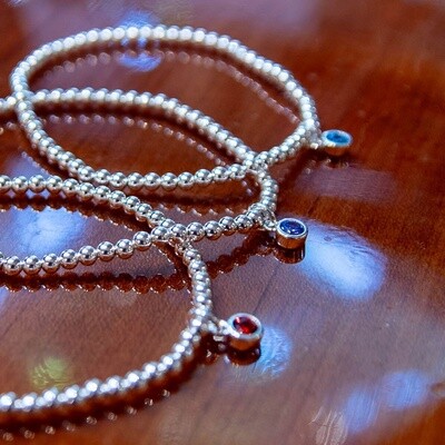 Estancia Birthstone (Crystal Color) Sterling Charm Stretch Bracelets