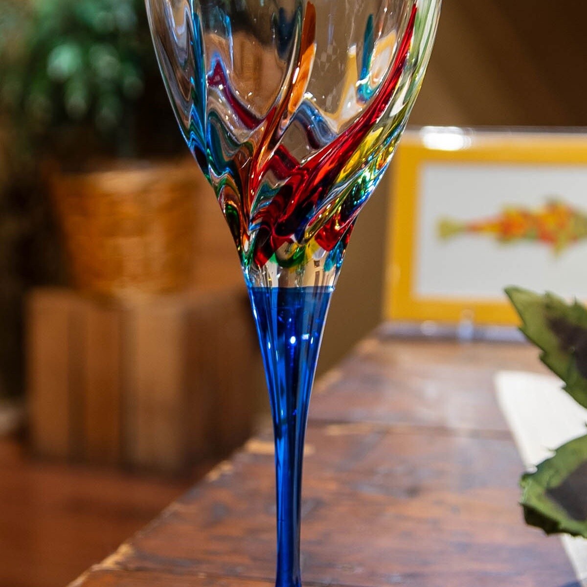 Sturzinger Trix Wine Glass (Multicolored), Stem Color: Dark Blue