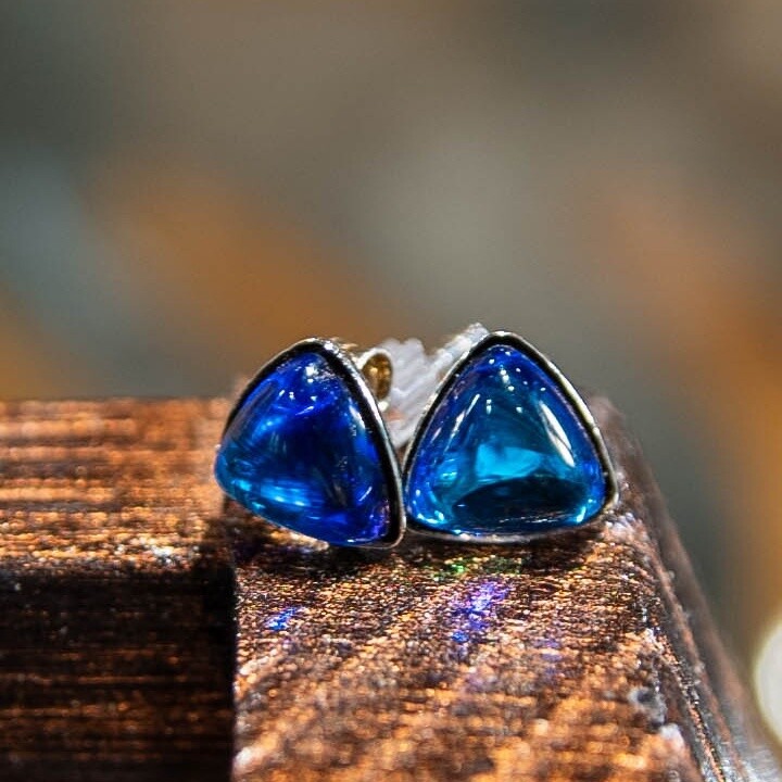 LeightWorks Triangle  Stud Earrings (Polished Blue)