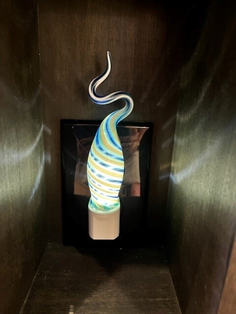 Probstein Glass Nightlight Blue/Teal/White Twist Top