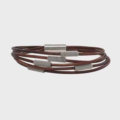 High Strung  Arpeggio Leather Bracelet  - Brown LG