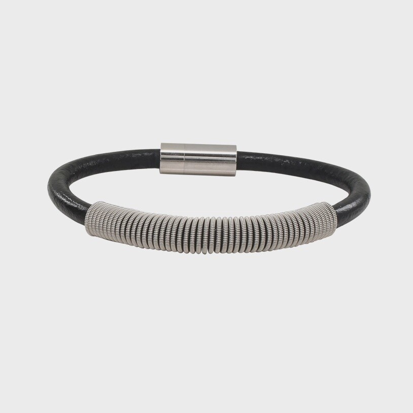 High Strung Wound Up Leather Bracelet Black Med
