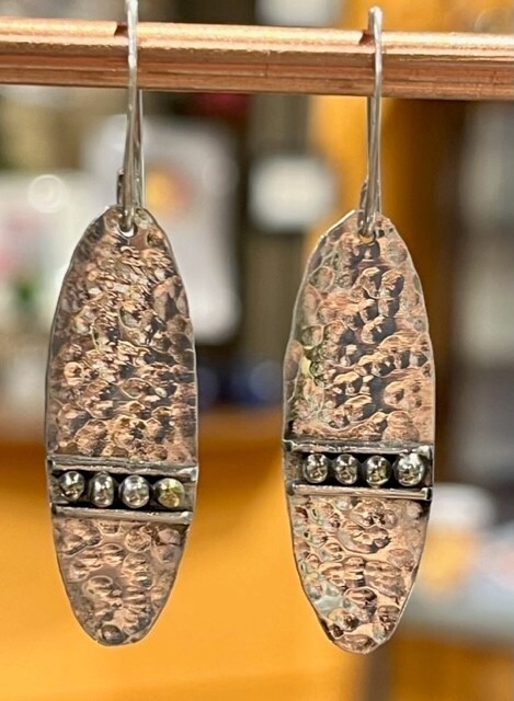 Gonzales Ear  Hammered Elongated Ovals