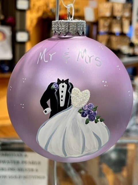 Hamilton Mr. &amp; Mrs. Hand Painted Ornament Lavendar