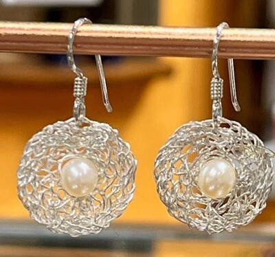 MetaLace Earring Small Circles with Pearl