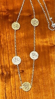 MetaLace Neck Circles On Silver Chain