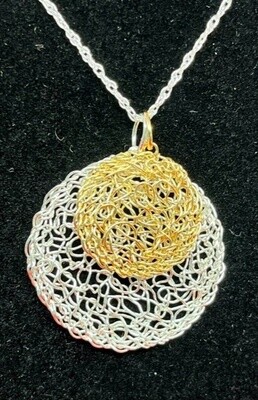MetaLace Necklace Silver/Gold Circles Pendant