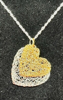 MetaLace Necklace Gold and Silver Hearts