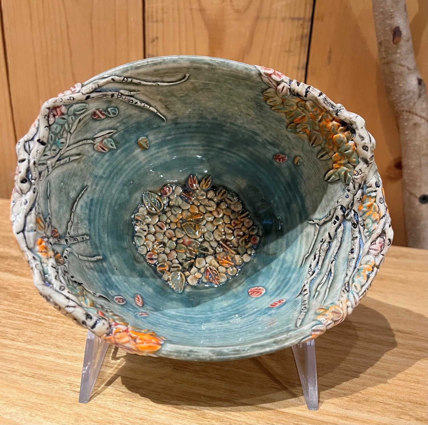 Johnson Small Oval Sculpture Leaf Bowl in Turquoise