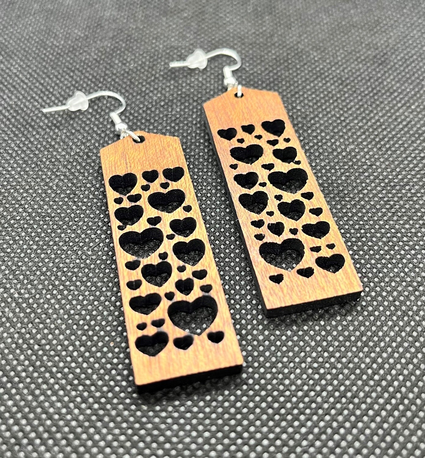 By Julius Earring Wood Hearts Dark