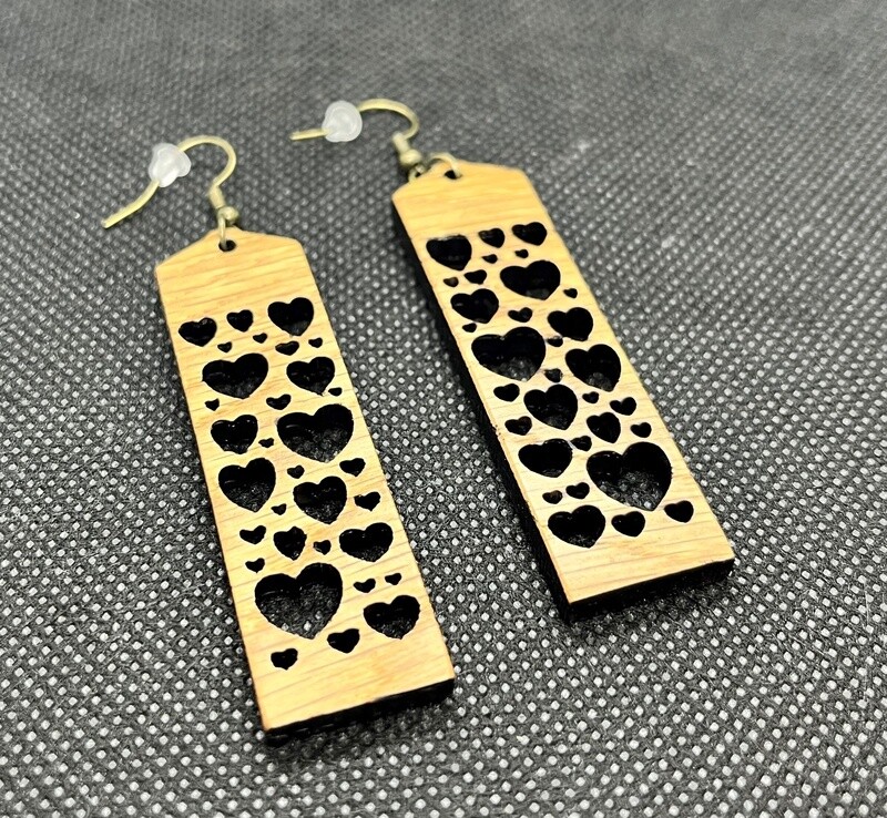 By Julius Earrings  Wood Hearts Light