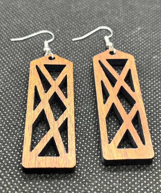 By Julius Earring Wood Triangles Dark