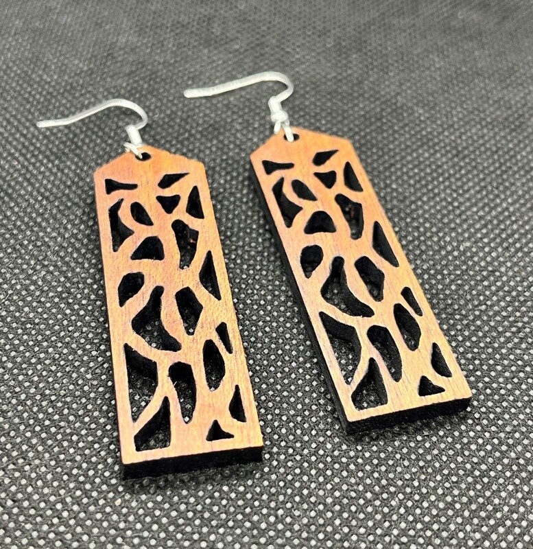 By Julius Earring Wood Abstract Dark