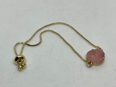 Kalli Bracelet Gold Plated Pink Druzy