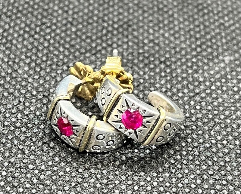 David &amp; Ronnie Ruby Cuff Earrings